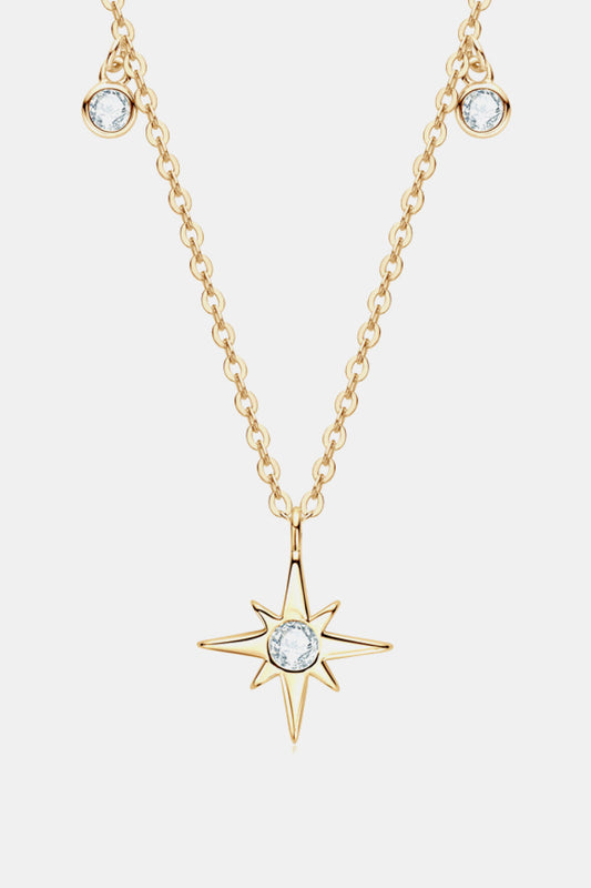 Sparkala™ North Star Pendant Platinum-Plated 925 Sterling Silver Necklace