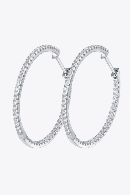 Adored Inlaid Sparkala™ 925 Sterling Silver Hoop Earrings (Platinum-Plated Fine Silver)