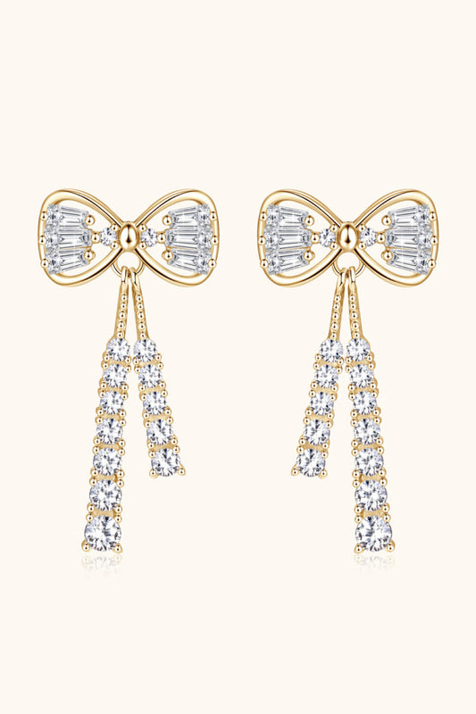 1.12 Carat Sparkala™ Platinum-Plated 925 Sterling Silver Bow Earrings