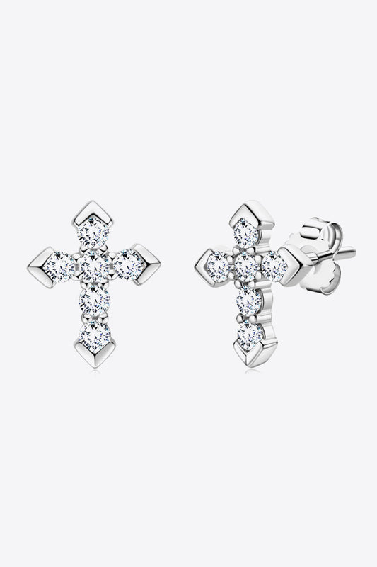 Sparkala™ Cross Stud Earrings (Platinum-Plated Fine Silver)
