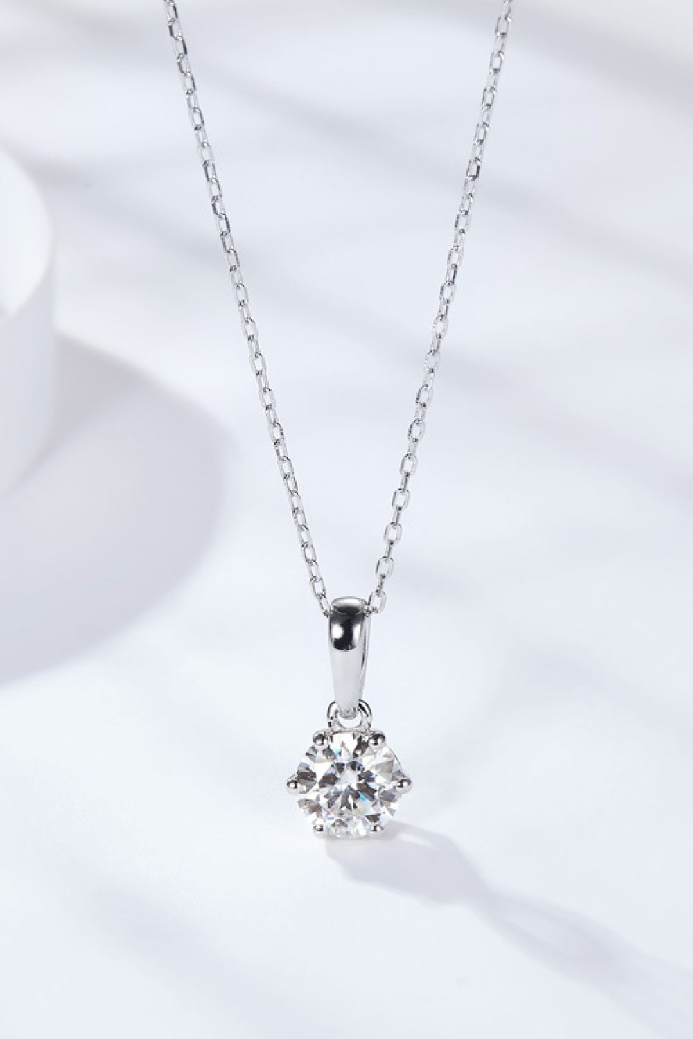 2 Carat 6-Prong Sparkala™ Pendant Necklace (Platinum-Plated Fine Silver)