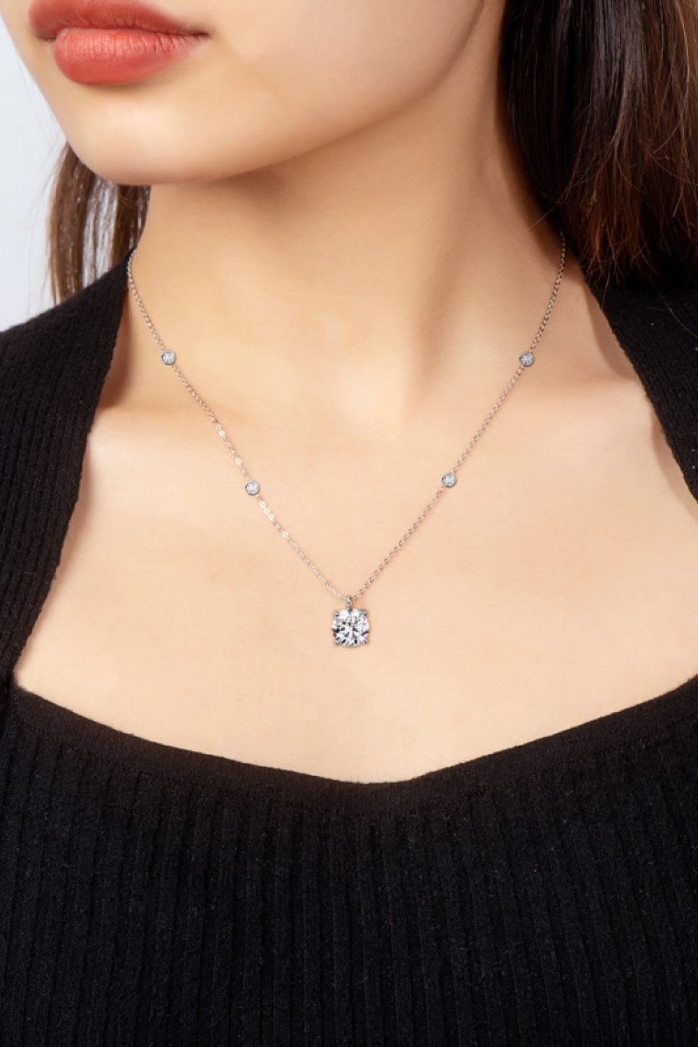 2 Carat Sparkala™ 4-Prong 925 Sterling Silver Necklace (Platinum-Plated Fine Silver)