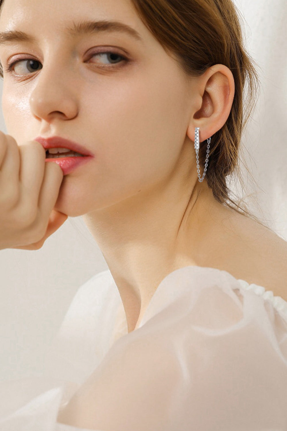 Sparkala™ Platinum-Plated 925 Sterling Silver Connected Earrings