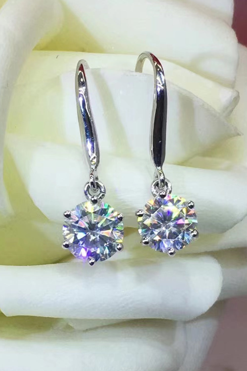 2 Carat Sparkala™ 6-Prong Drop Earrings (Platinum-Plated Fine Silver)