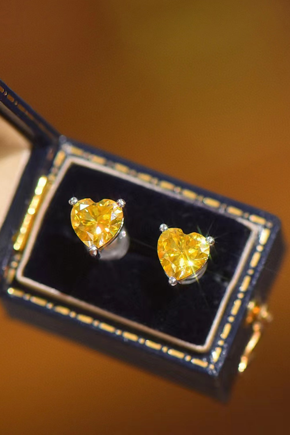 2 Carat Yellow Heart Sparkala™ Platinum-Plated Earrings