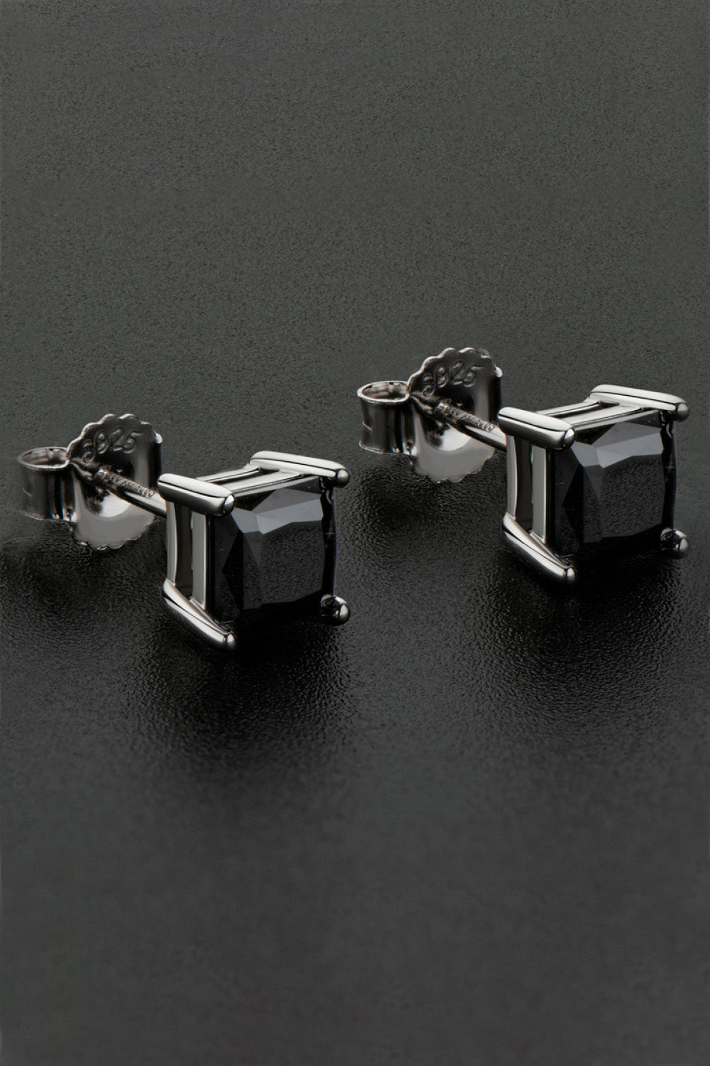 925 Sterling Silver Square Sparkala™ Stud Earrings (Platinum-Plated Fine Silver)