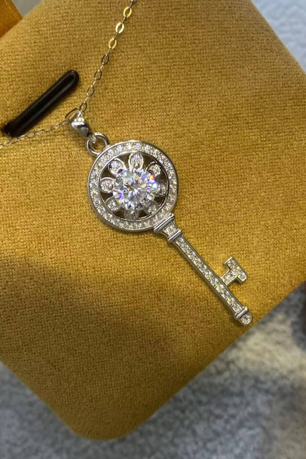 1 Carat Sparkala™ Platinum-Plated Key Pendant Necklace