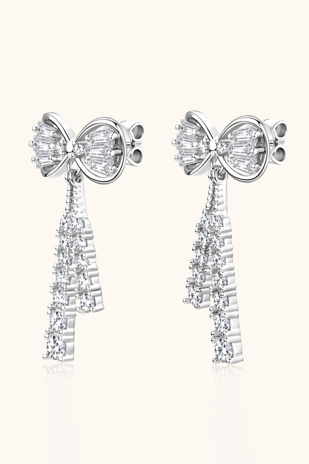 1.12 Carat Sparkala™ Platinum-Plated 925 Sterling Silver Bow Earrings