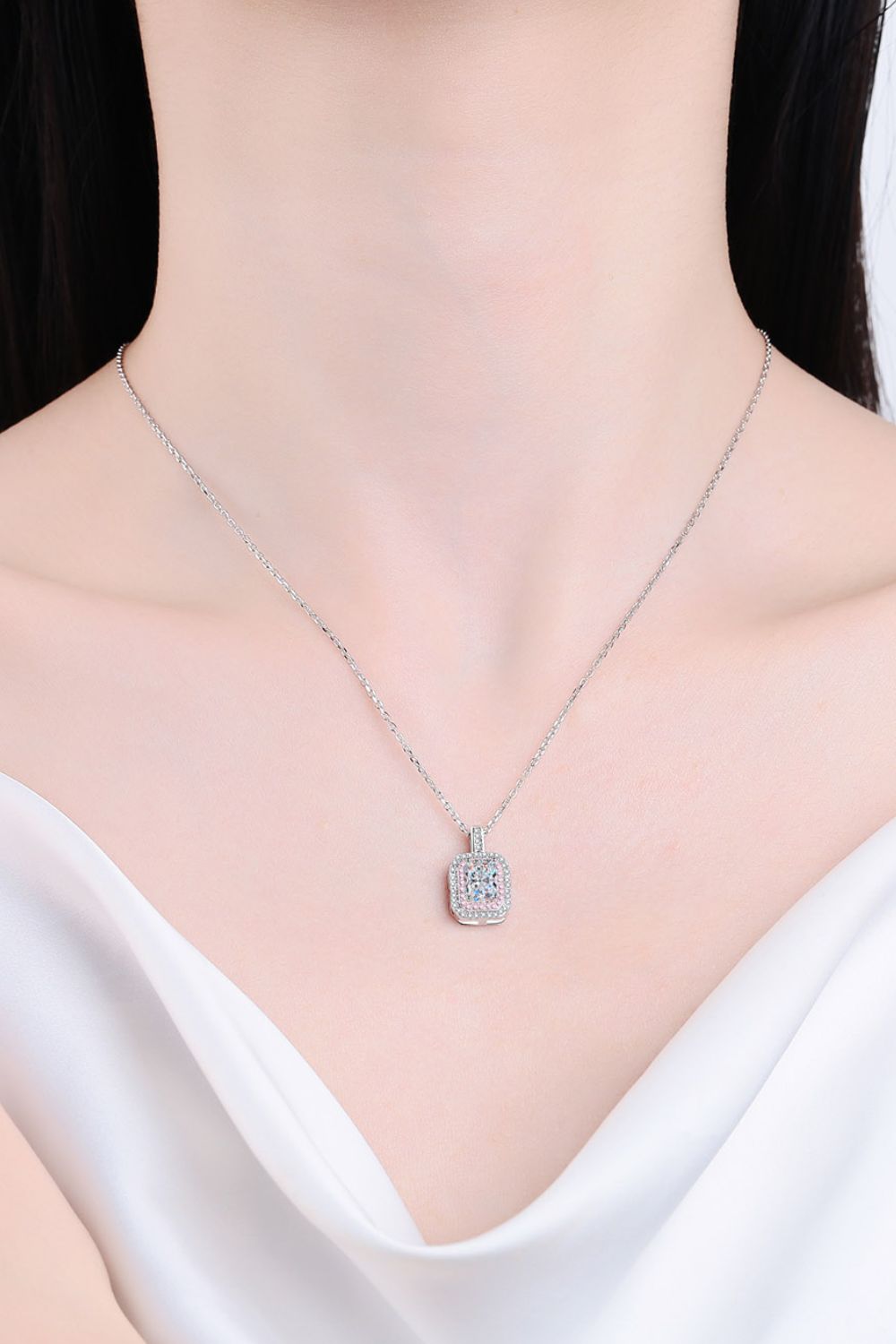 1 Carat Sparkala™ Geometric Pendant Chain Necklace (Platinum-Plated Fine Silver)
