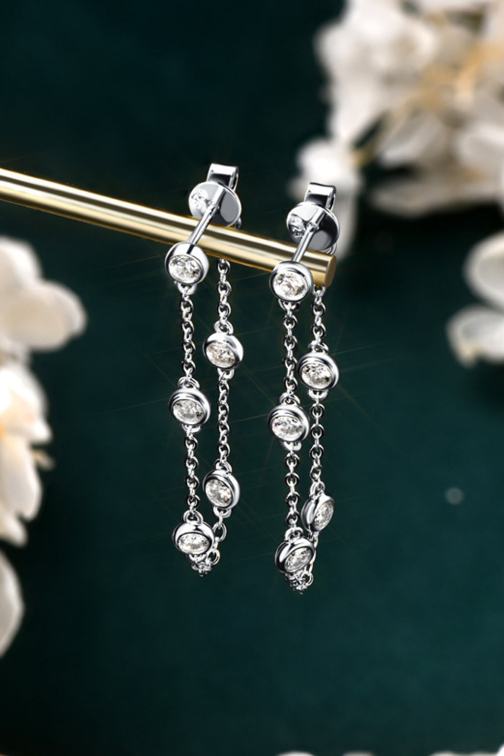 1 Carat Sparkala™ Platinum-Plated 925 Sterling Silver Chain Earrings