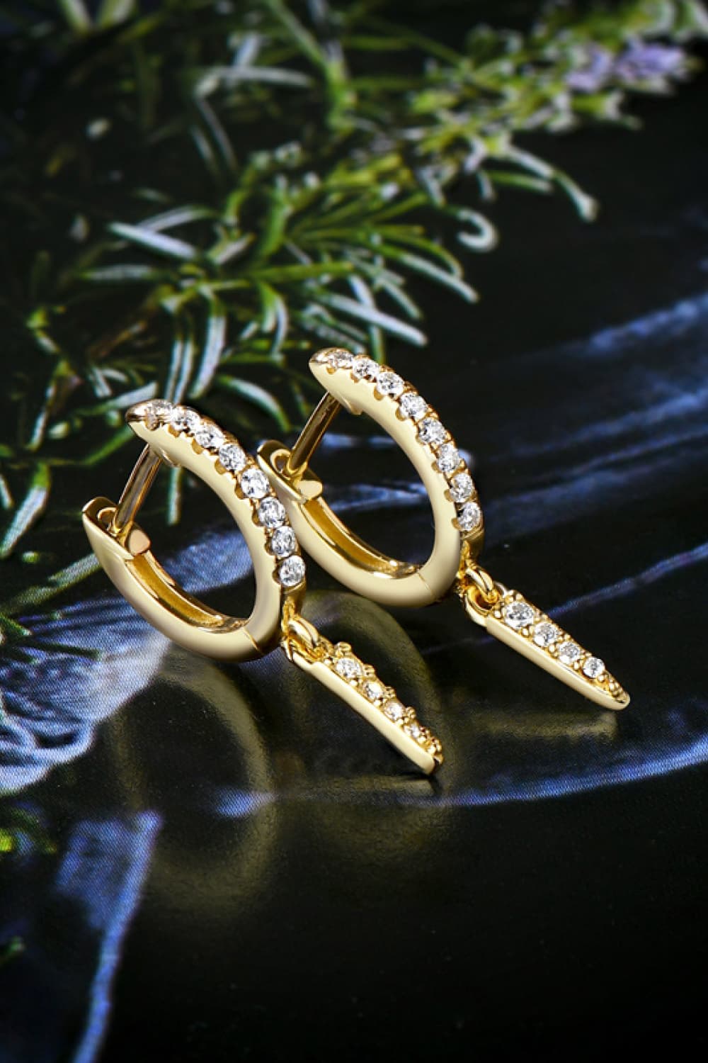 Sparkala™ Platinum-Plated 925 Sterling Silver Huggie Drop Earrings