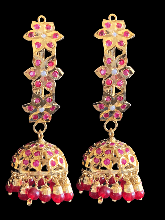 DER367 Ankita jhumka - ruby   ( READY TO SHIP )