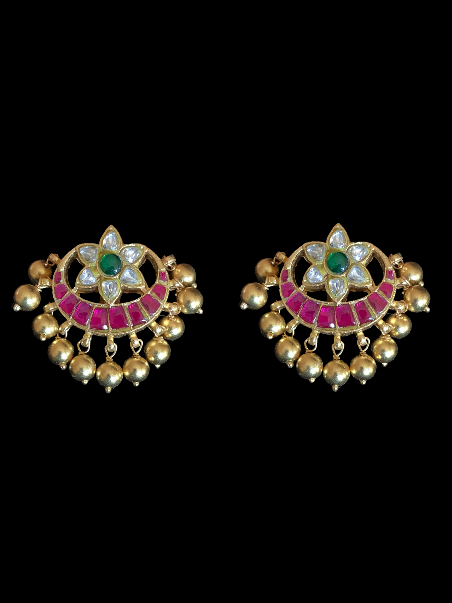 Gold-Plated Silver Pendant Set in Kundan & Kemp Stones | Handcrafted 92.5 Silver Jewelry
( READY TO SHIP )