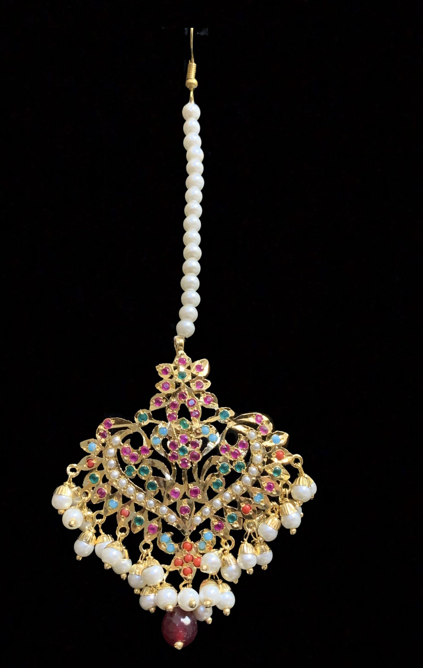 DJET52 Afreen Navratan earrings  tika ( READY TO SHIP  )