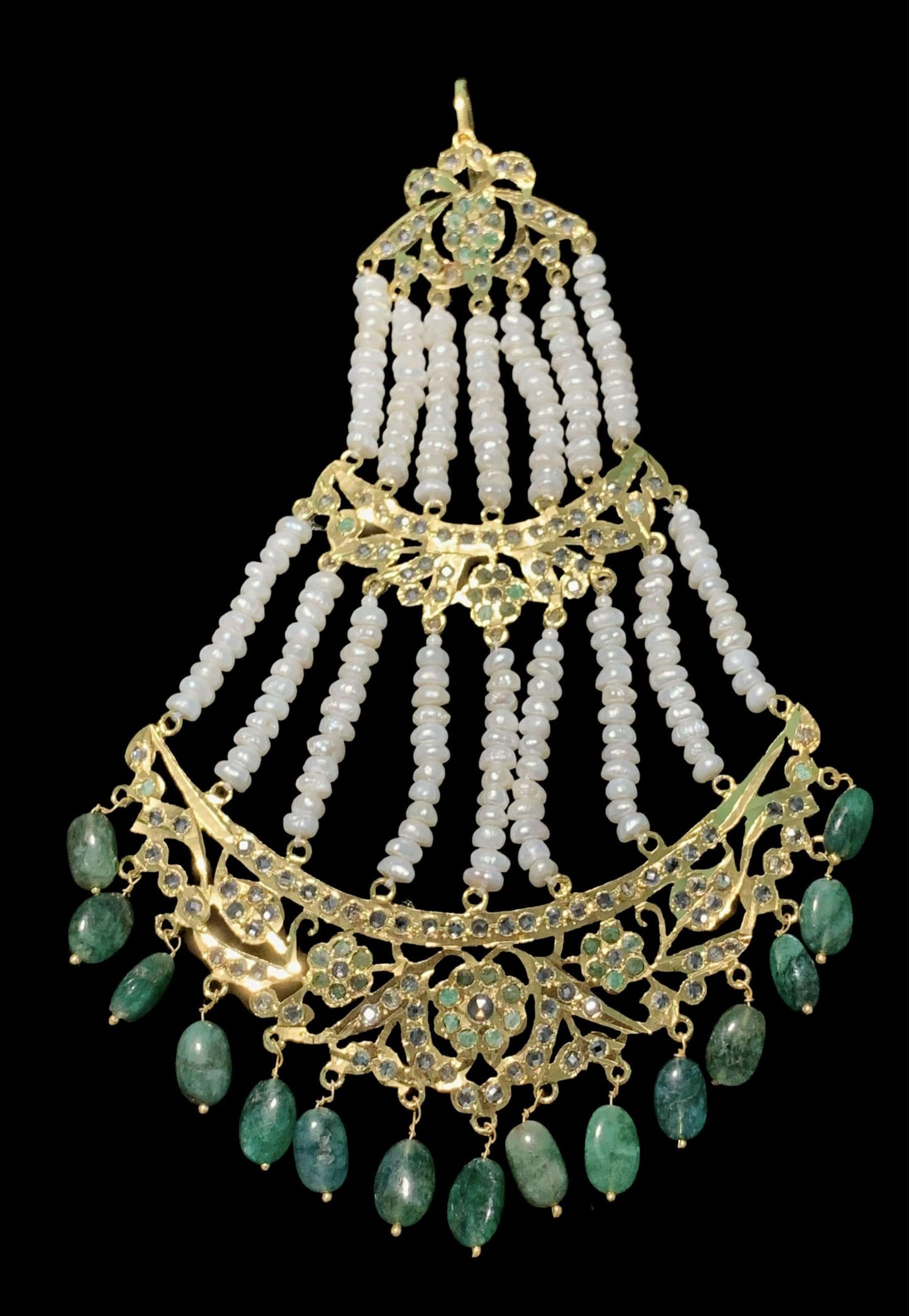 Insia bridal jadavi lacha satlada set in emeralds , ( SHIPS IN 4 WEEK )