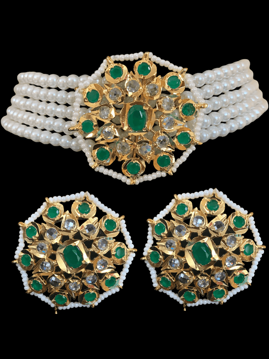Amra choker set  - green  ( READY TO SHIP  )