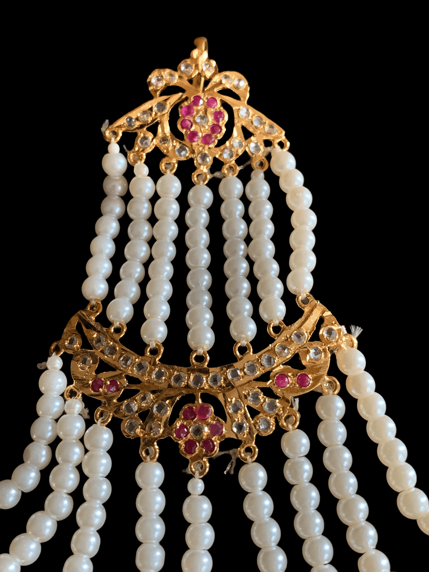 DJHR18  Insia Hyderabadi jhoomar in ruby beads ( READY TO SHIP )