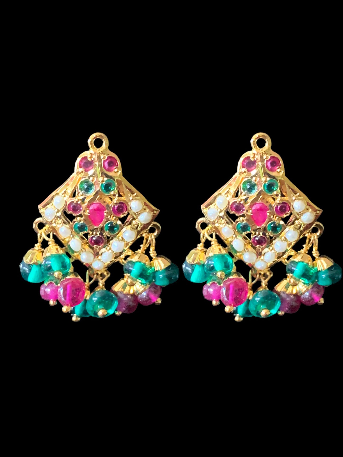 Gold plated silver pendant set in ruby emerald ( SHIPS IN 5 WEEKS )