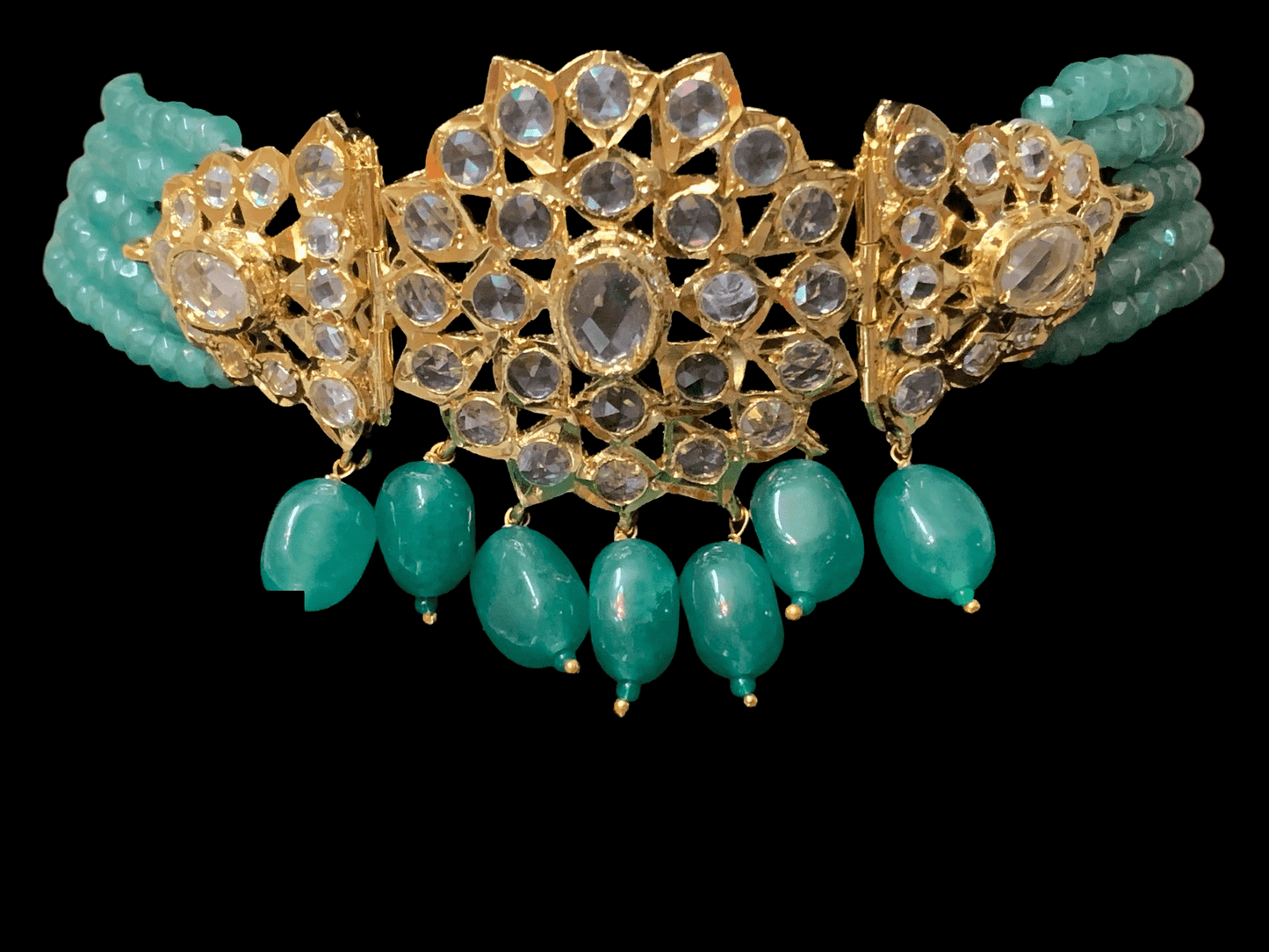C48 Mushk choker in light green  beads ( READY TO SHIP )