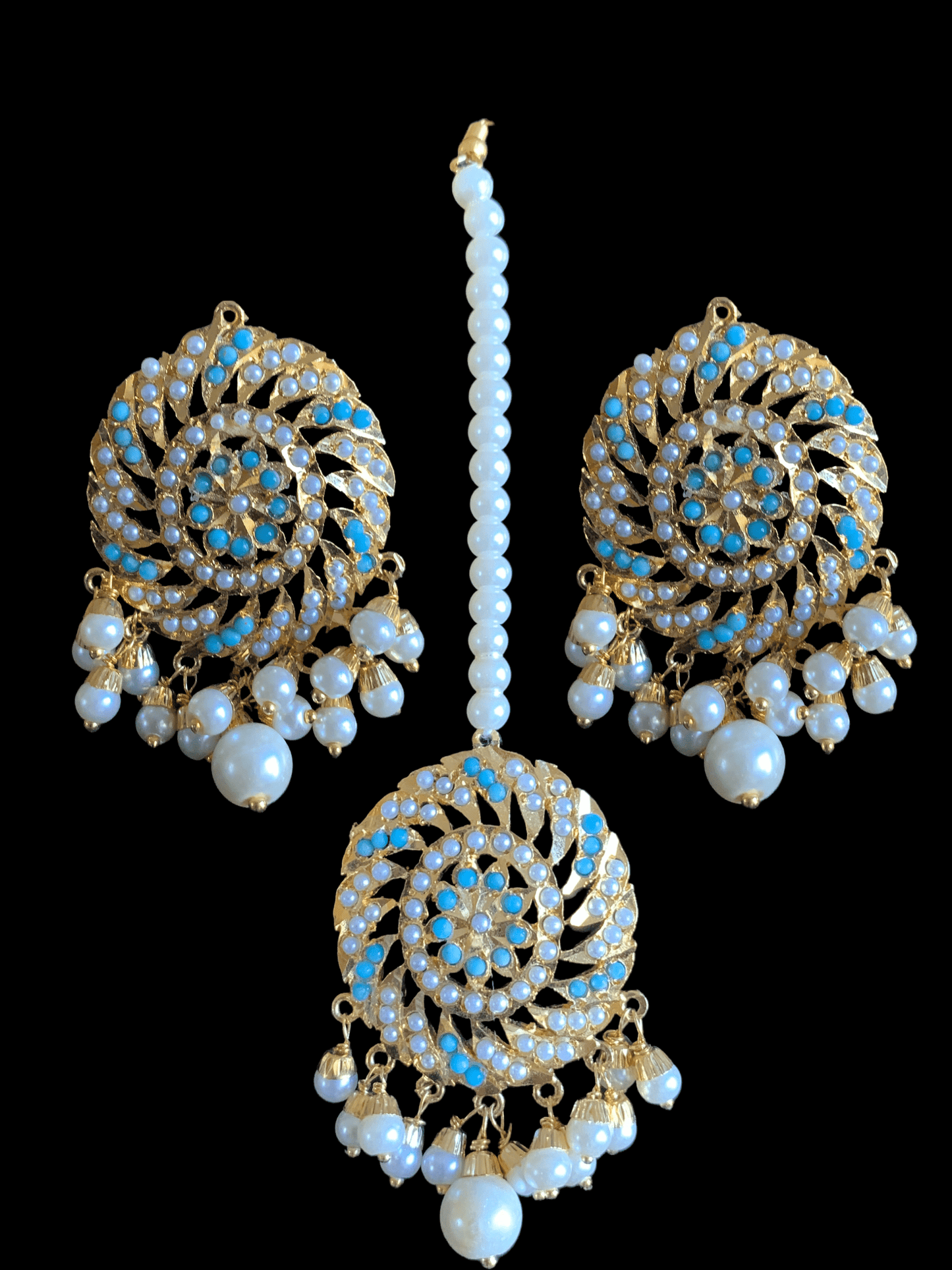 NS320 Sehar  punjabi Jadau necklace with earrings tika  (READY TO SHIP)