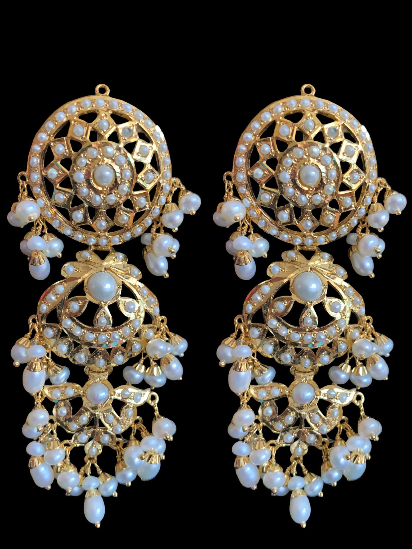 MAYA 92.5 silver gold plated earrings in pearls ( SHIPS IN 5 WEEKS )