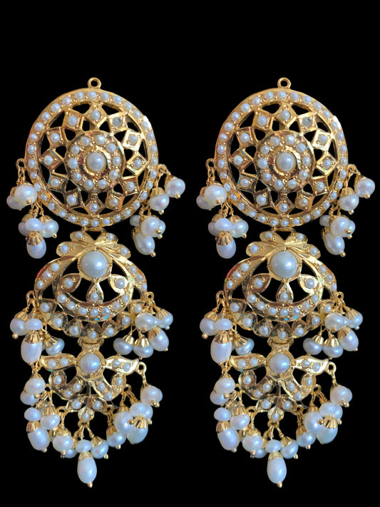 MAYA 92.5 silver gold plated earrings in pearls ( SHIPS IN 5 WEEKS )
