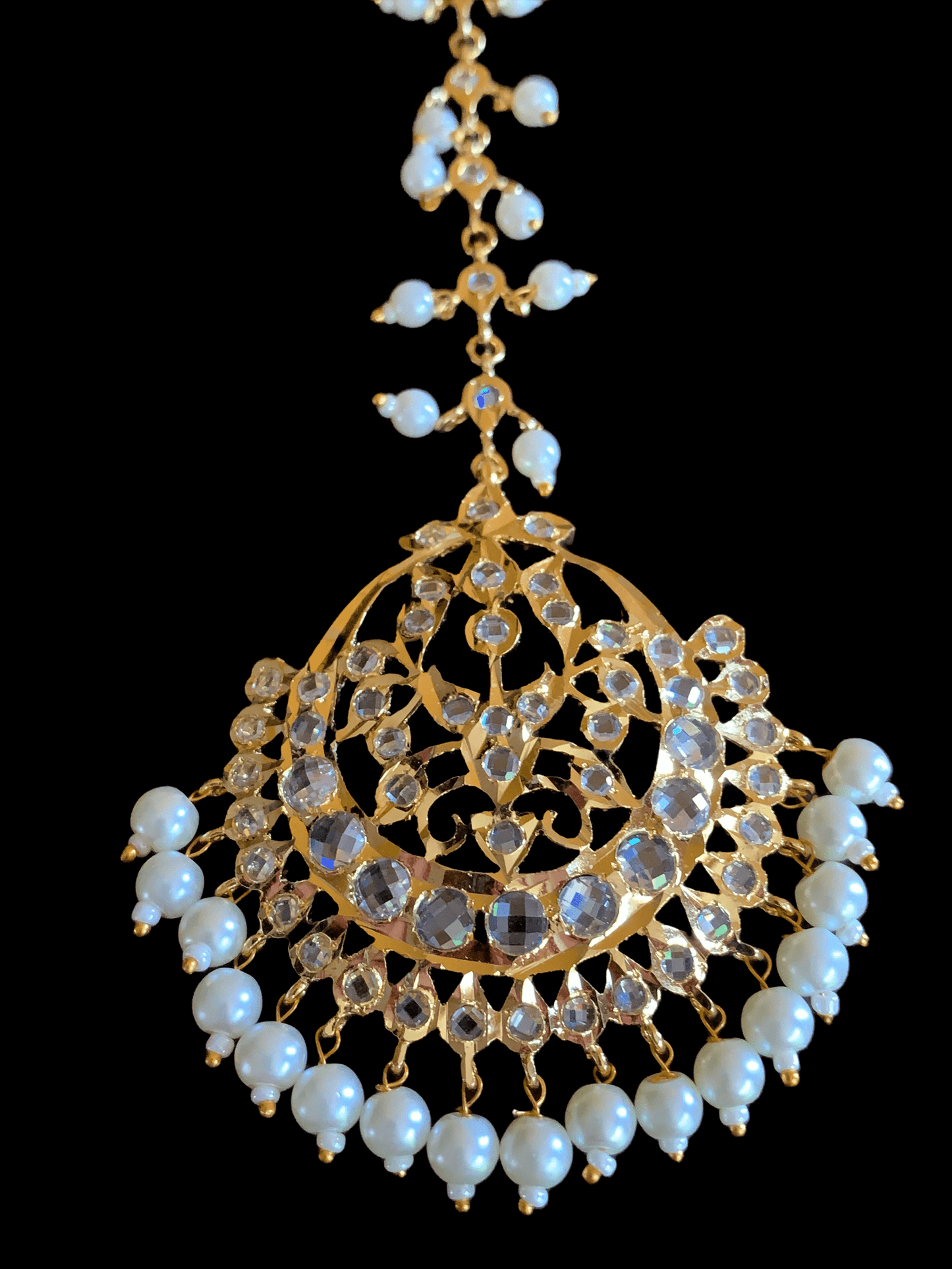 JTK10 Hira jhoomar and tika  in pearls ( READY TO SHIP )