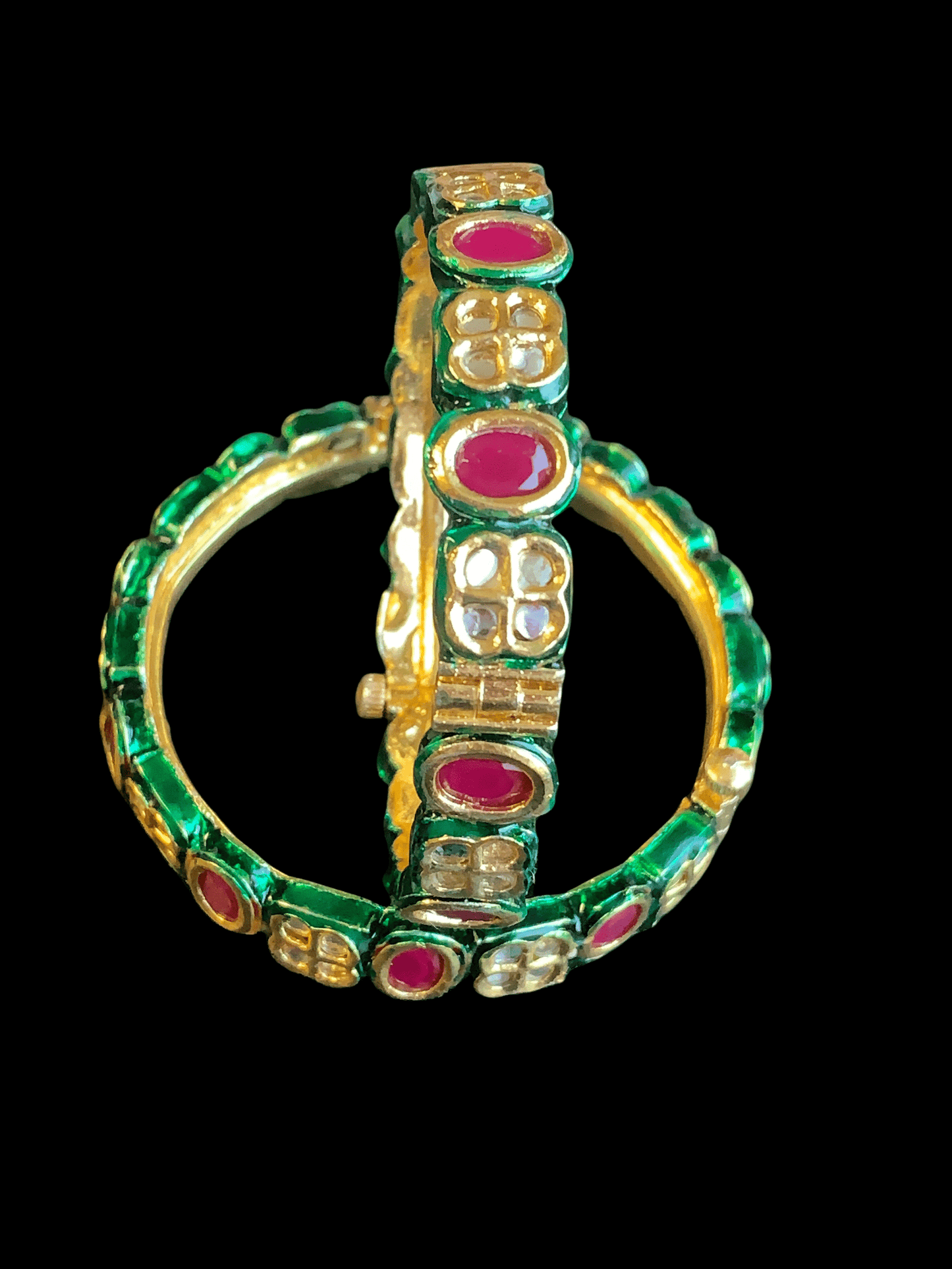 B180 Amelia kundan bangles in ruby  ( READY TO SHIP ) 2.2/2.4/2.6