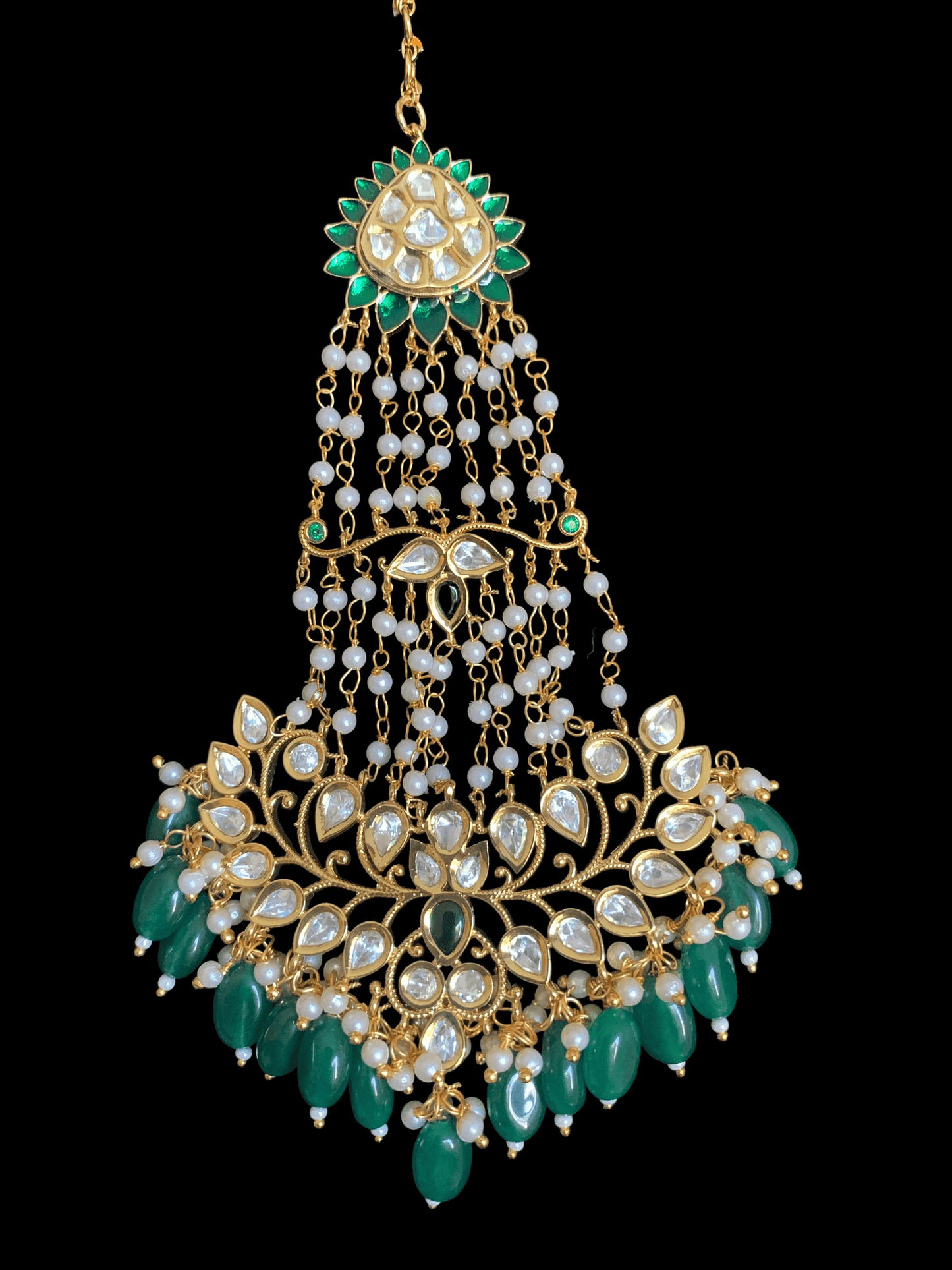 DJHR25  polki jhoomar - Green  ( READY TO SHIP )