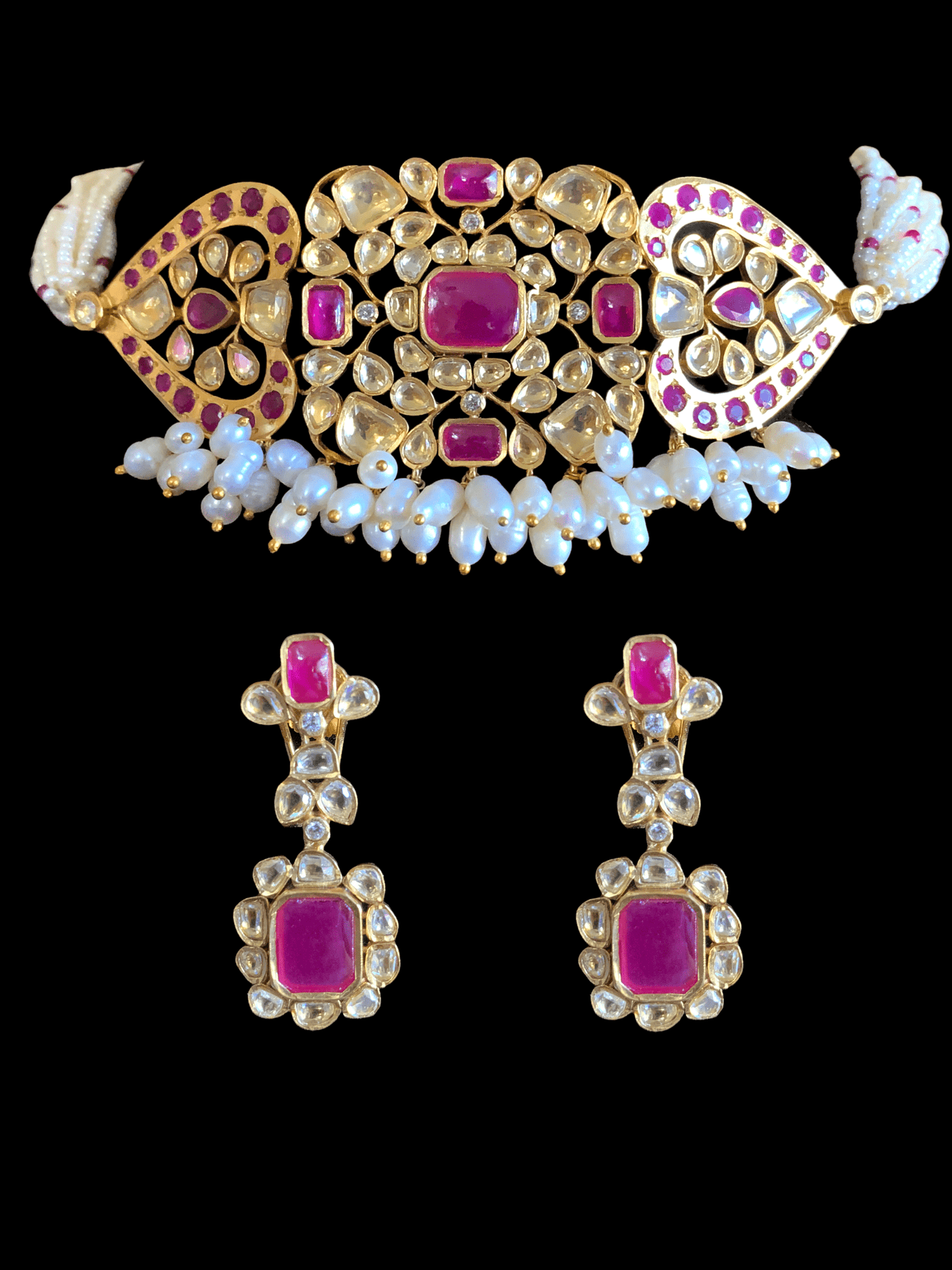 C133 fresh water pearl choker - ruby ( READY TO SHIP)