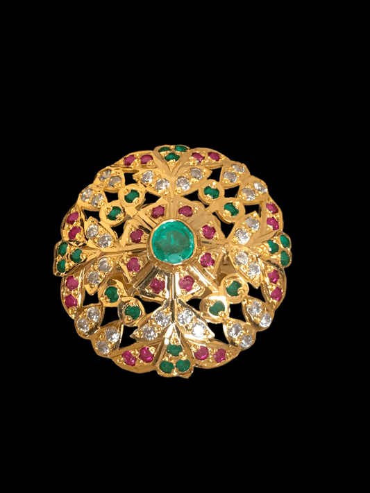 Ruby emerald gold plated silver ring (SHIPS IN 4 WEEKS )
