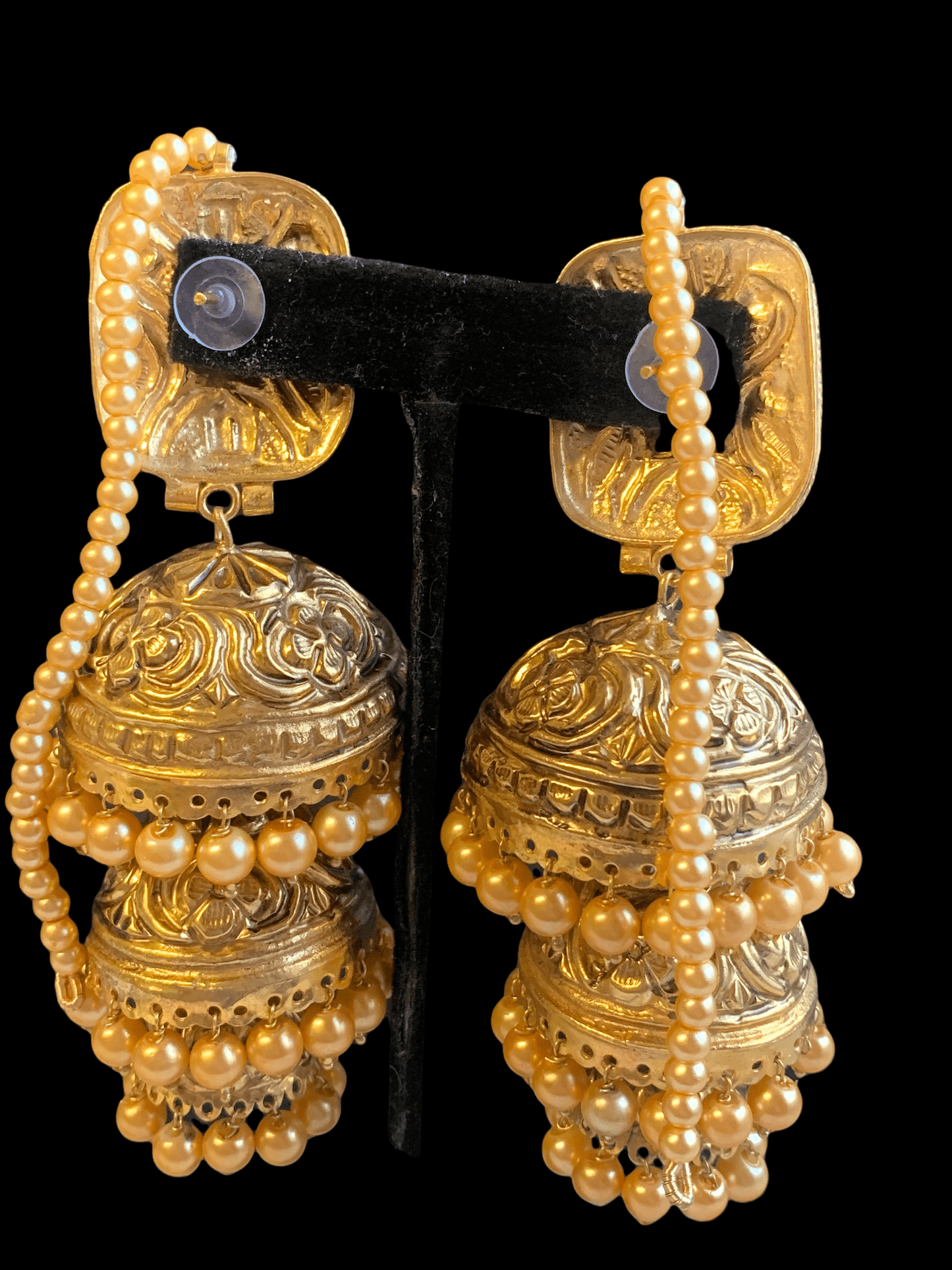 DER219 Navya layered gold plated jhumka ( READY TO SHIP )