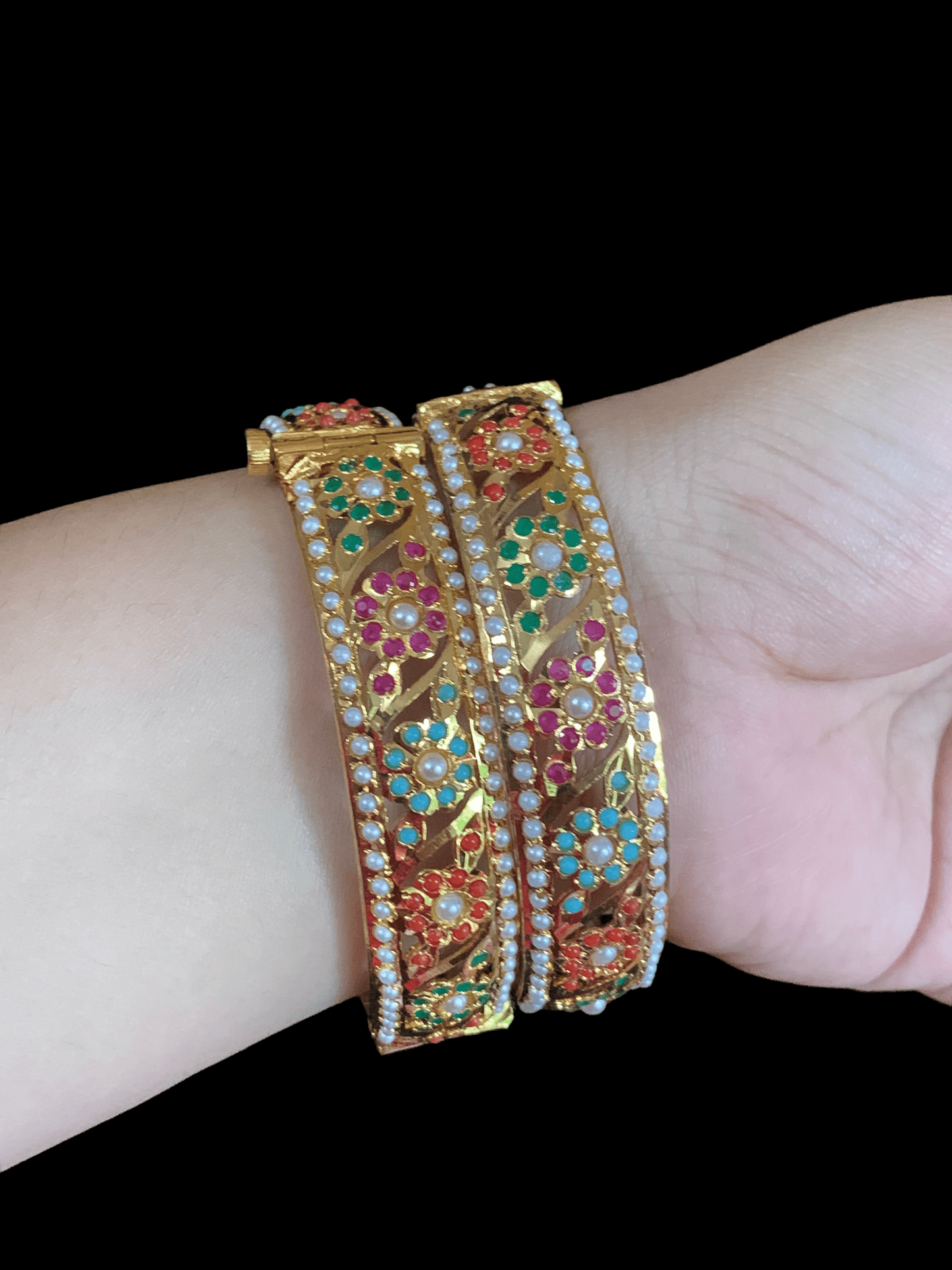 B23 SARAH JADAU BANGLES - navratan    ( READY TO SHIP  )