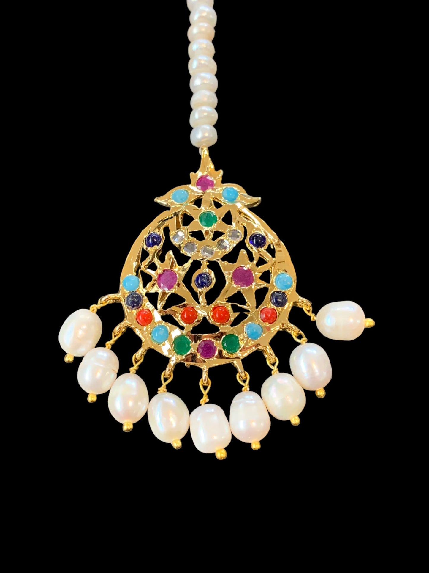 DJTK108 Lahar fresh water pearl  tika- navratan  ( READY TO SHIP )