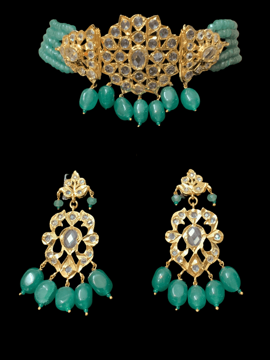 C48 Mushk choker in light green  beads ( READY TO SHIP )