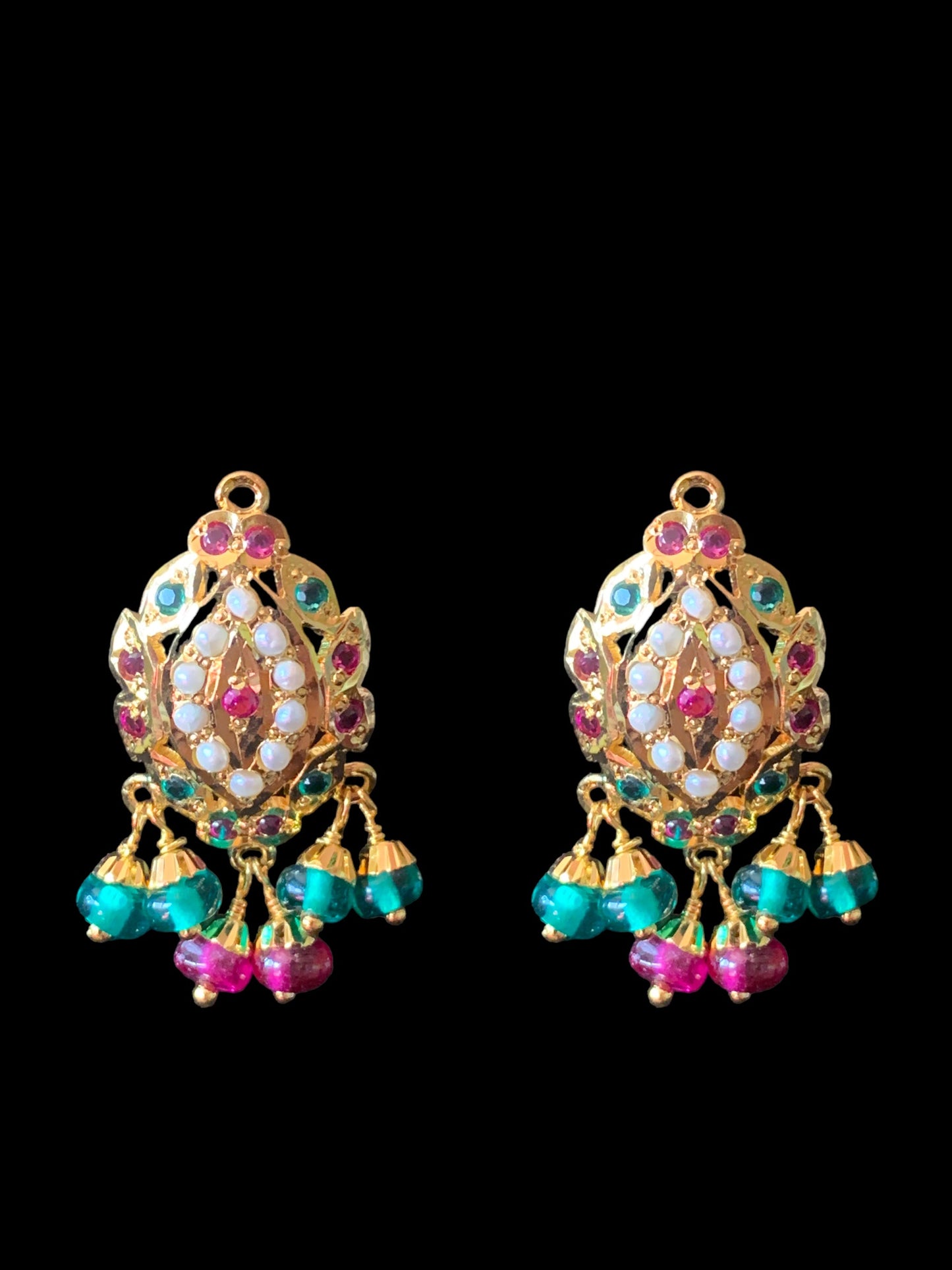 Gold plated silver pendant set in ruby emerald ( SHIPS IN 5 WEEKS )