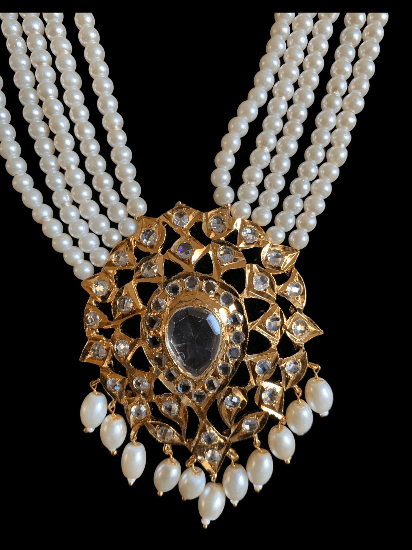 LN154 Rachel pearl  long necklace set , (SHIPS IN 4 WEEKS )