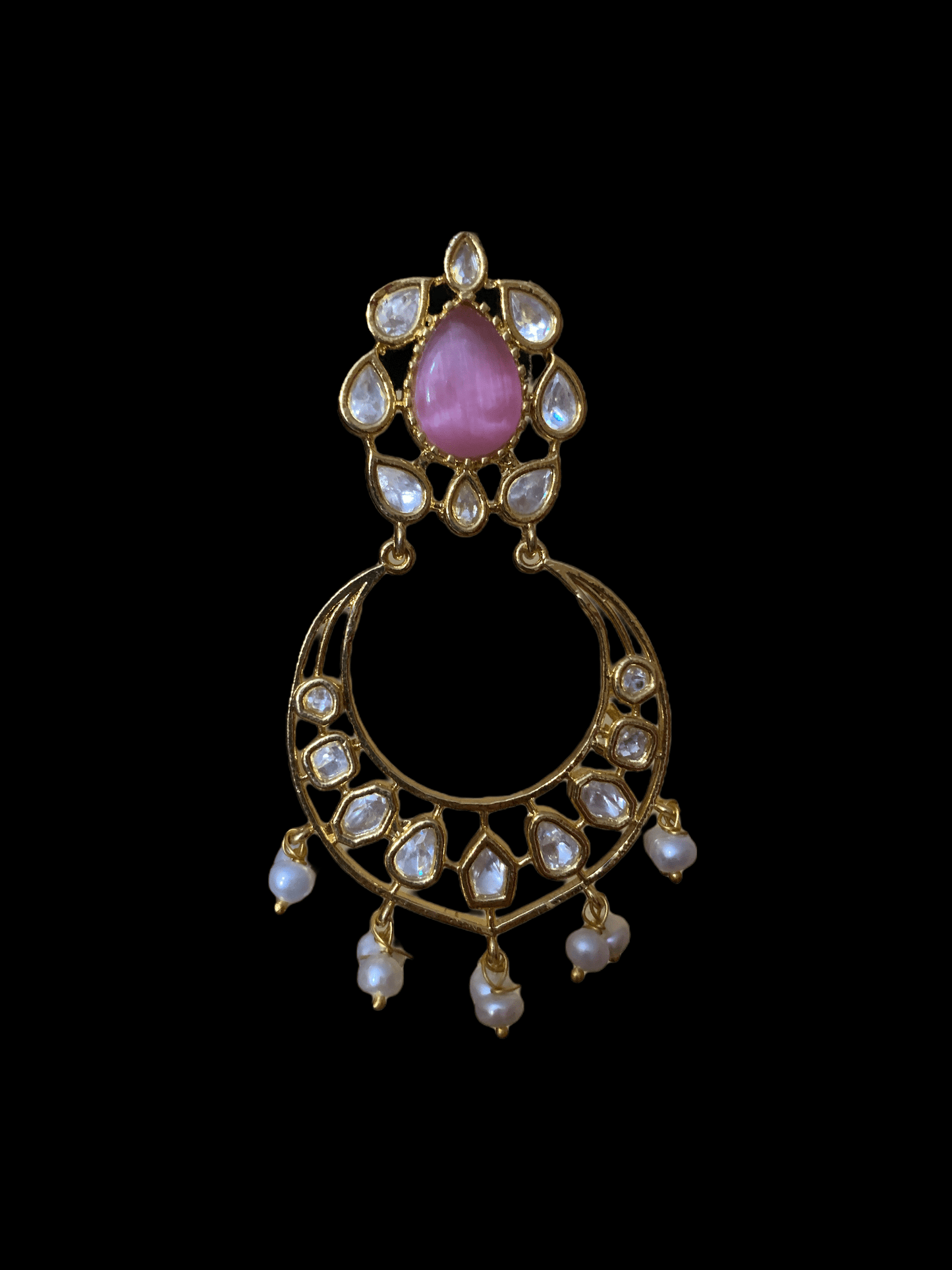 DER65 Evie cz earrings in fresh water pearls - PINK  ( READY TO SHIP)