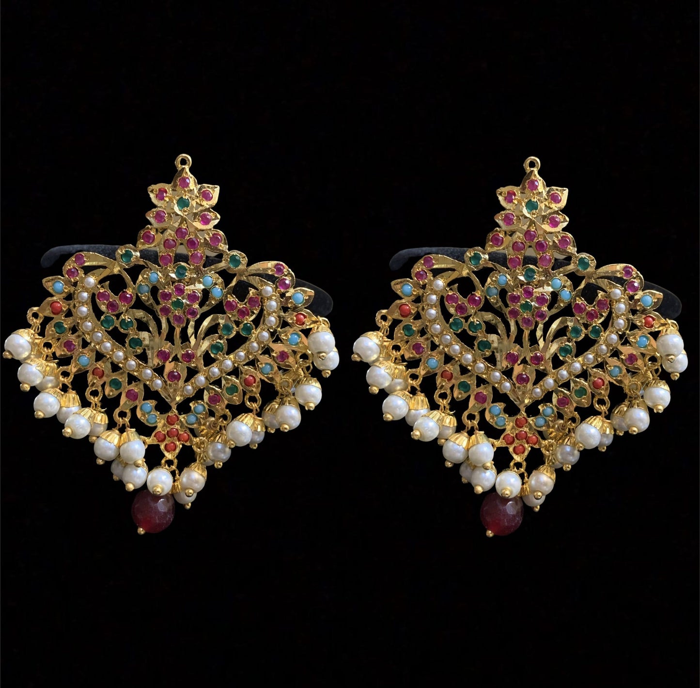 DJET52 Afreen Navratan earrings  tika ( READY TO SHIP  )