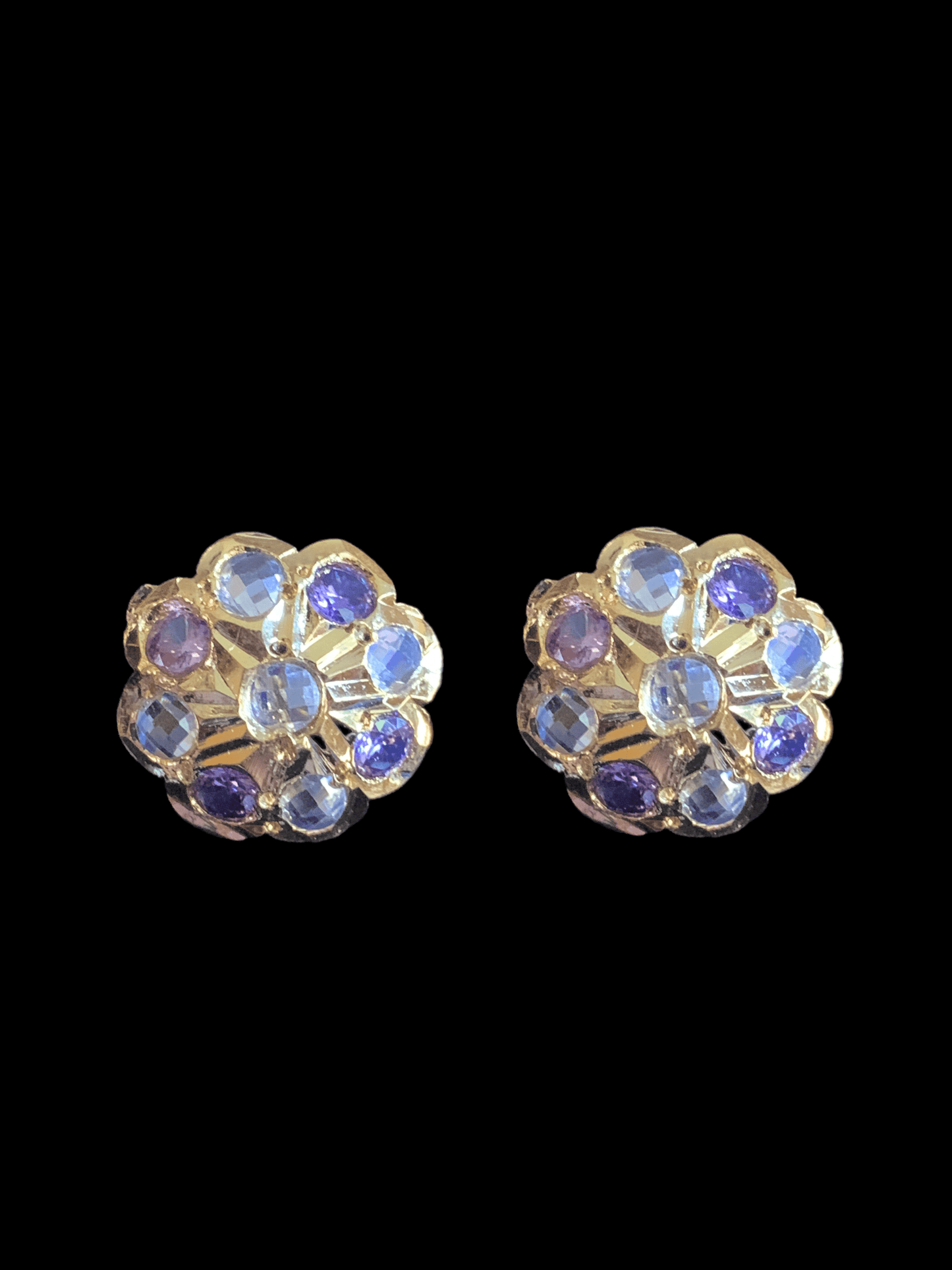PS412 Sara hyderabadi Jadau flower pendant and earrings set in amethyst   ( READY TO SHIP )