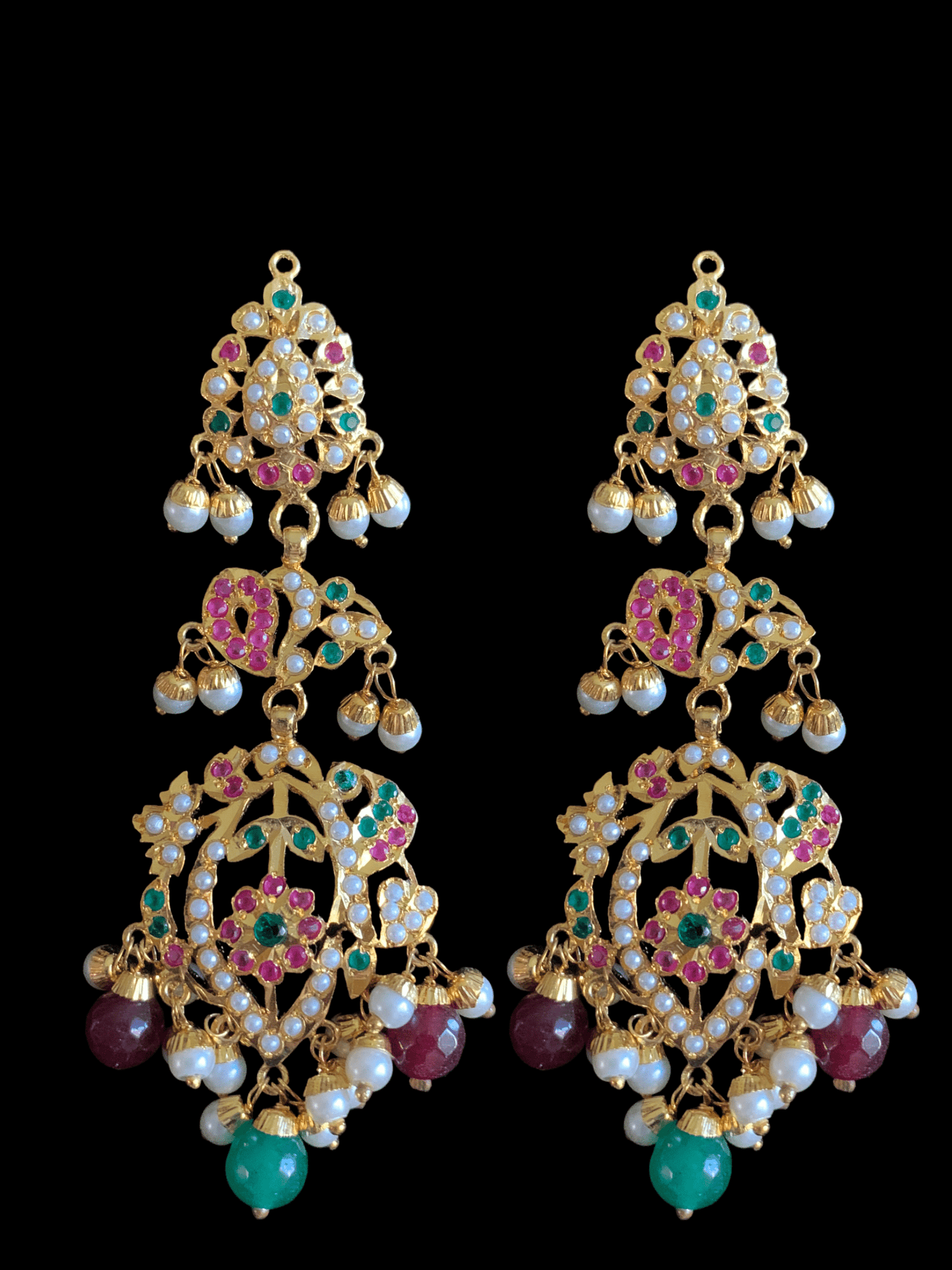 BR75  Nayaab pearl jadau necklace - ruby emerald  ( READY TO SHIP )