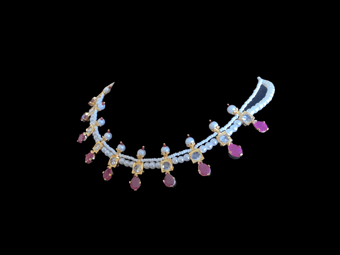 NS226 Kiara necklace set in ruby  ( READY TO SHIP )