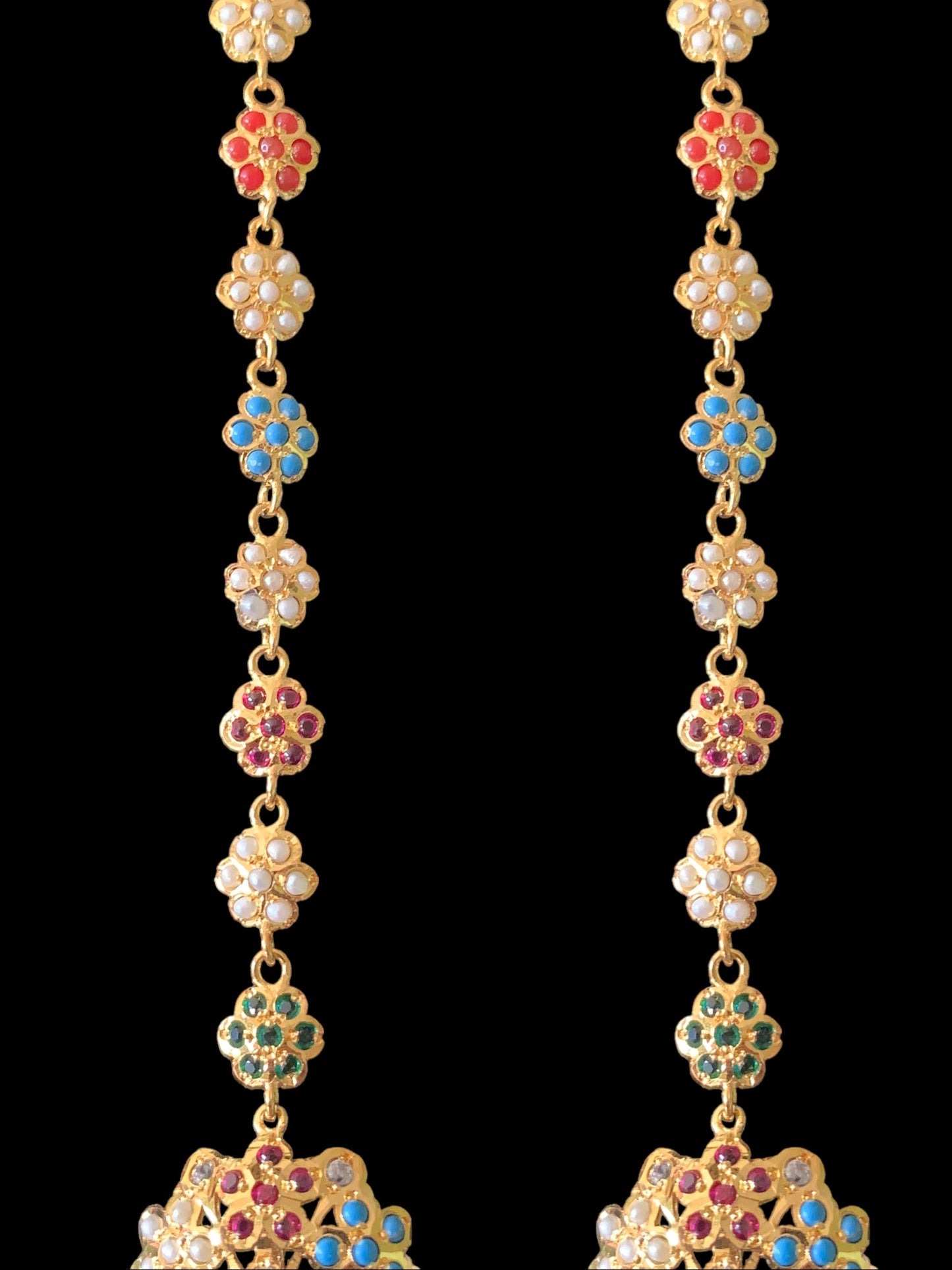 Navratan gold plated silver jhumka earrings ( READY TO SHIP )