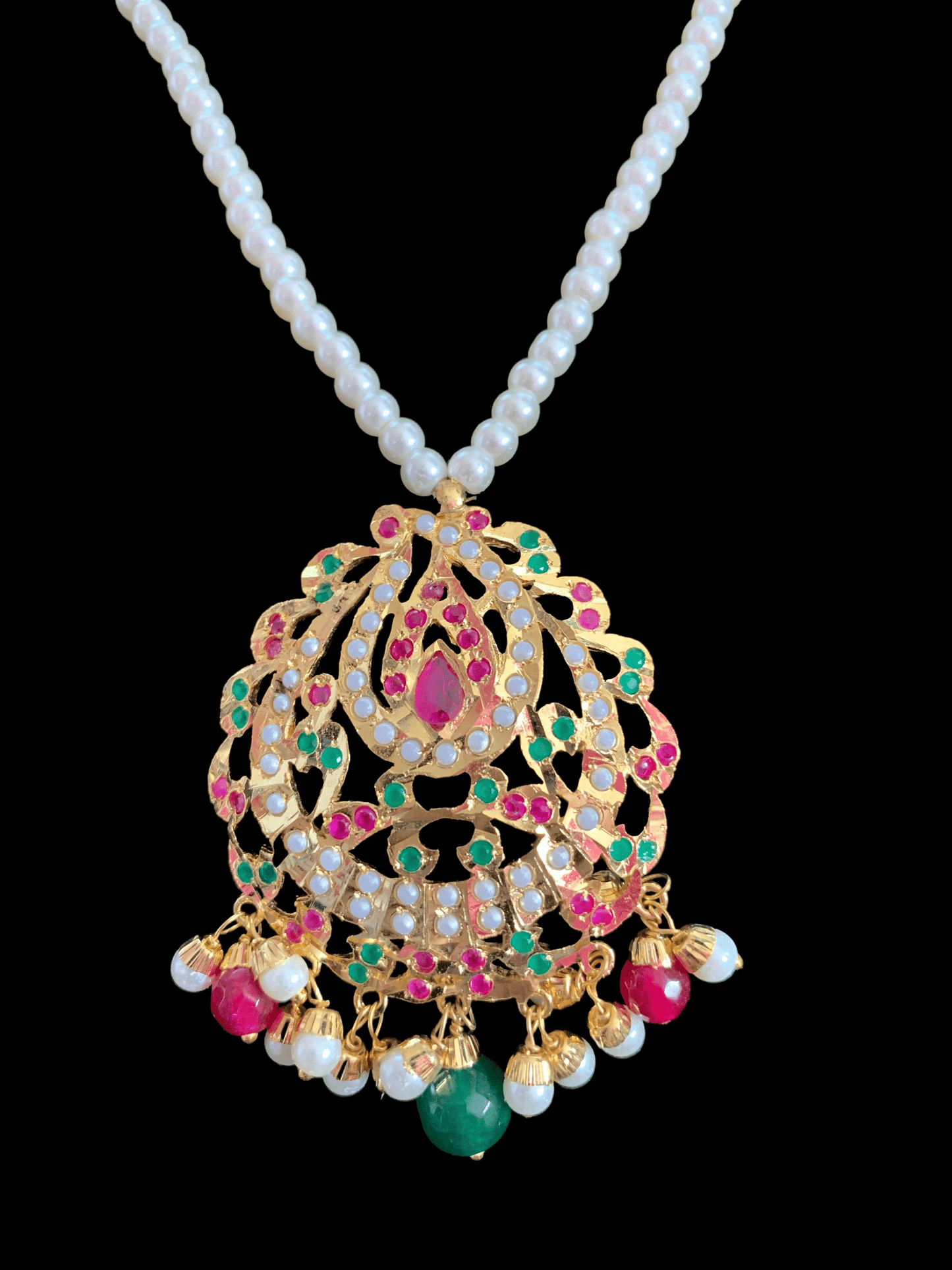 PS470 Jadau  pendant set in ruby emerald ( READY TO SHIP)