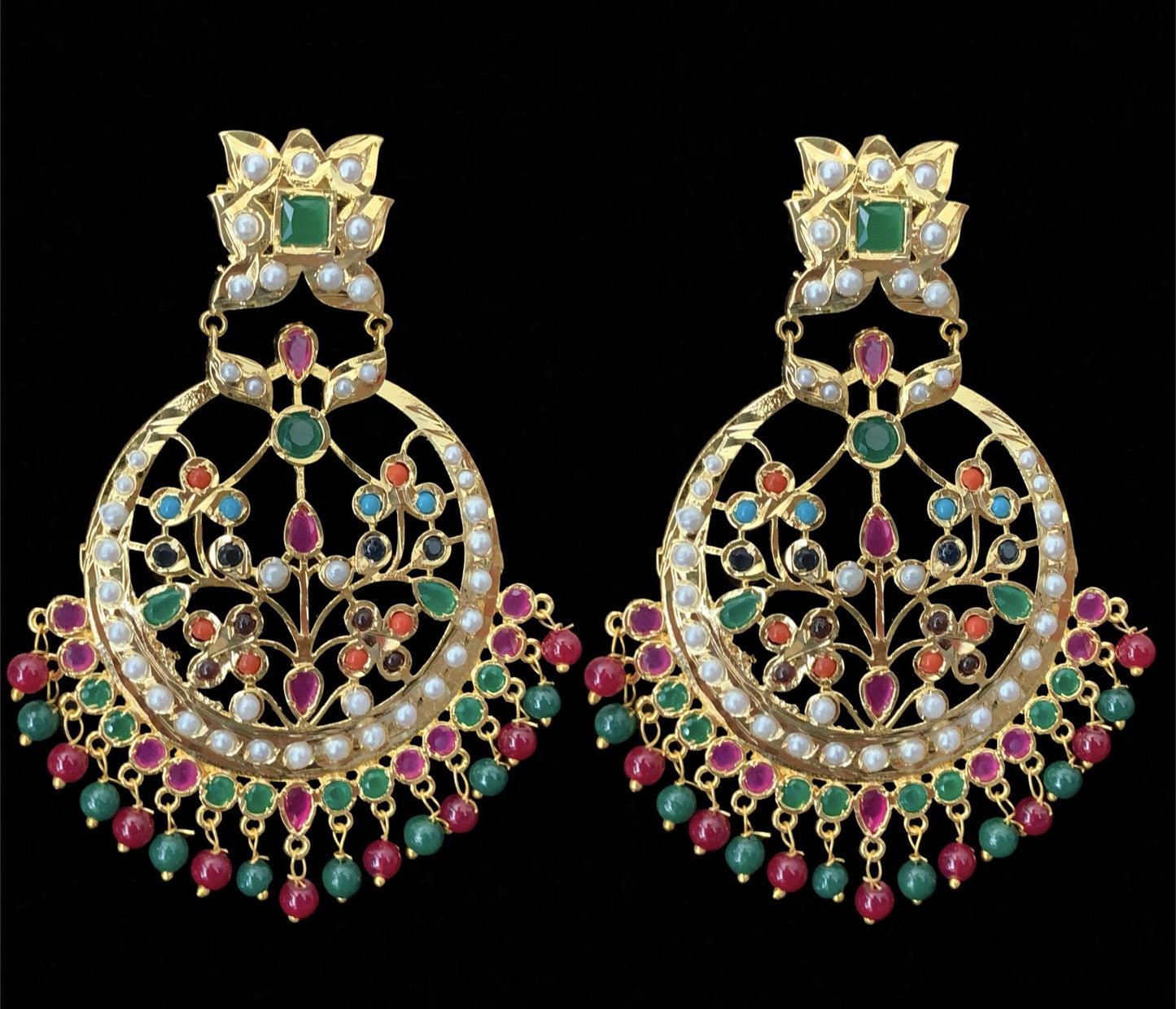 DER206 Radha navratan  chandbali ( READY TO SHIP )