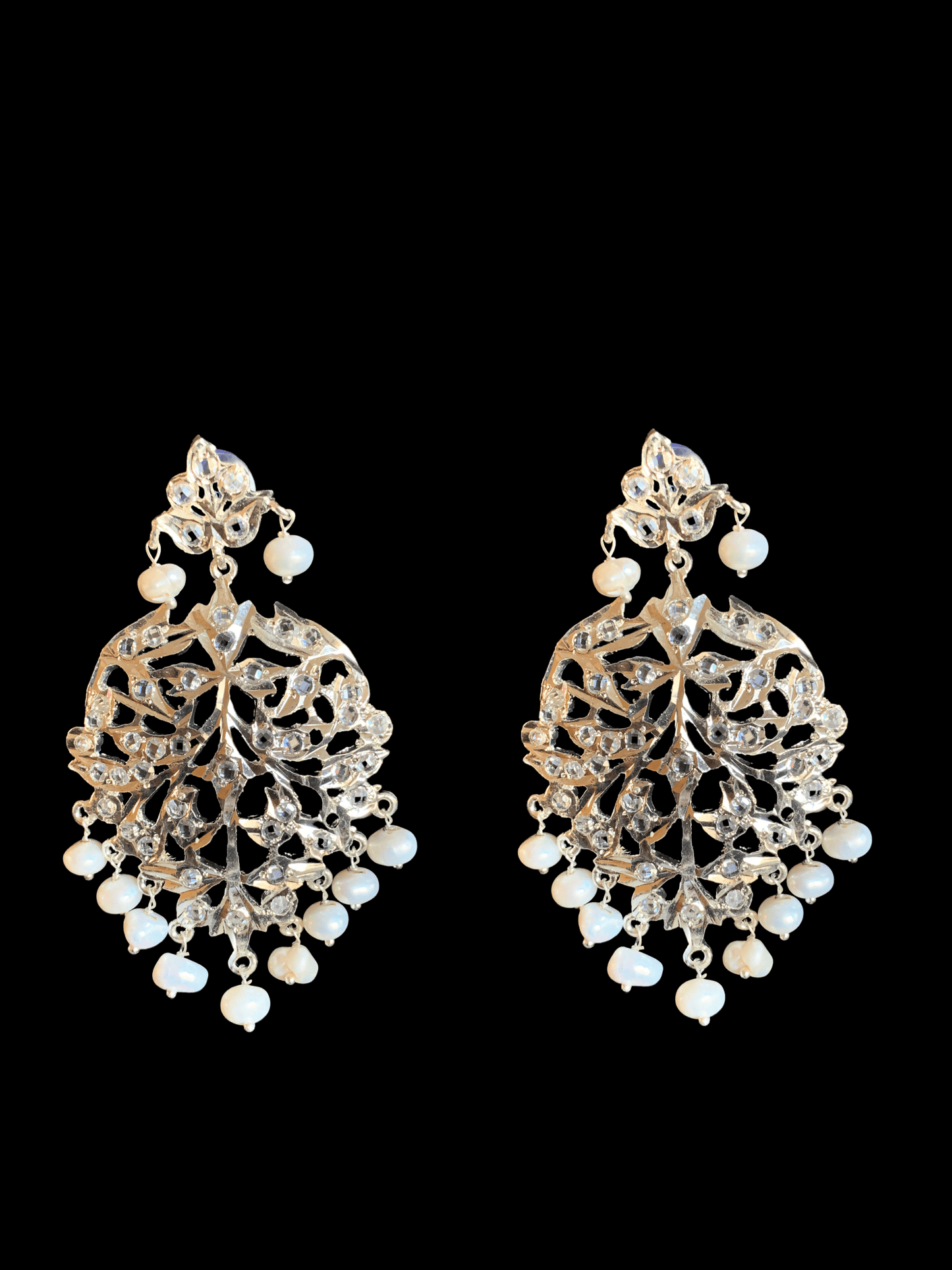 DER325 Aryana chandbali in silver plating  (READY TO SHIP  )