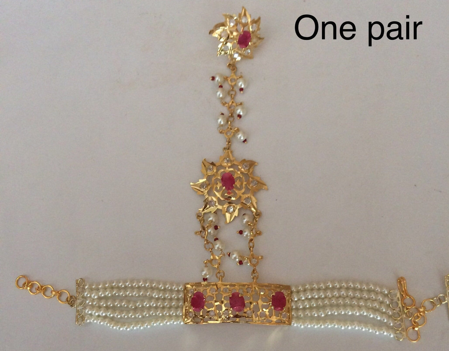HP5 Nihala Hyderabadi haath Phool in rubies (READY TO SHIP  )