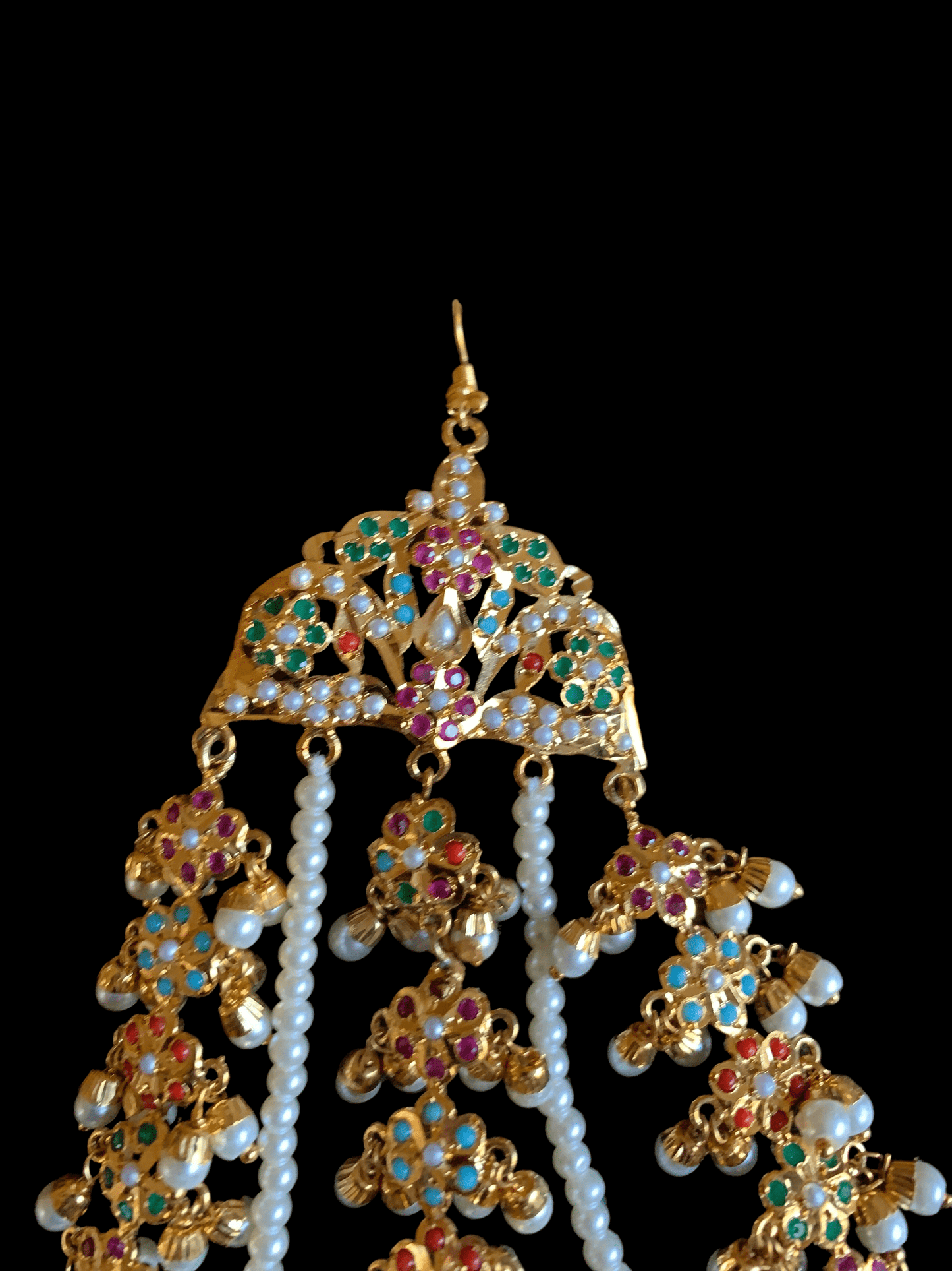 DJHR42 Punjabi jadau jhoomar in ruby emerald  ( READY TO SHIP)