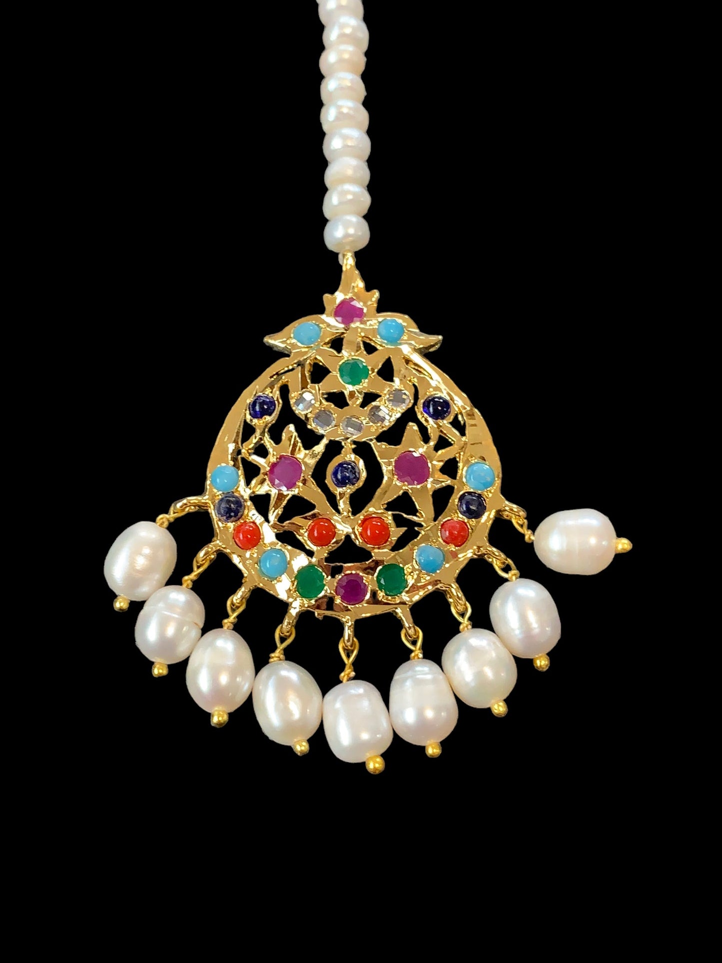 DJTK108 Lahar fresh water pearl  tika- navratan  ( READY TO SHIP )