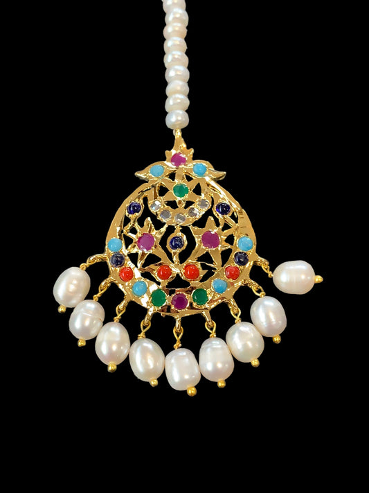 DJTK108 Lahar fresh water pearl  tika- navratan  ( READY TO SHIP )
